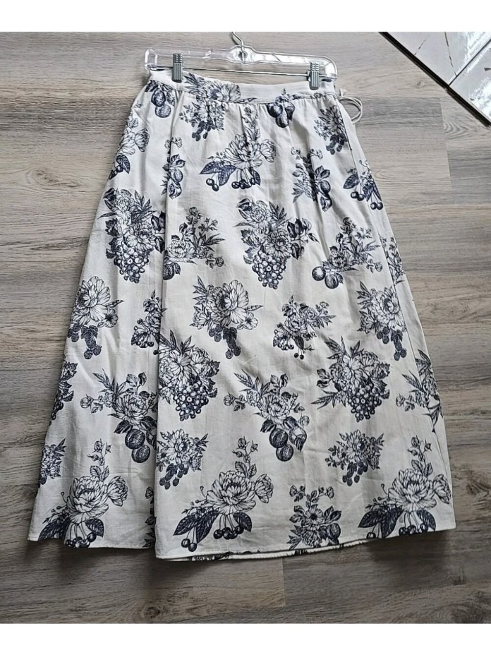Joie Womens Nautical Floral Linen Lined Blue White A Line Midi Skirt Size S NWT